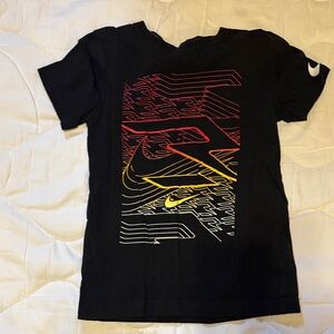 Nike Black Tee with Red, Yellow & White Gradient Graphic